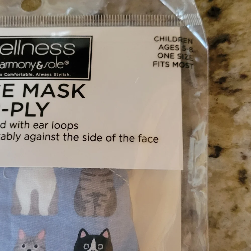 NEW WELLNESS 3PK FACE MASK FOR KIDS AGES 5-8